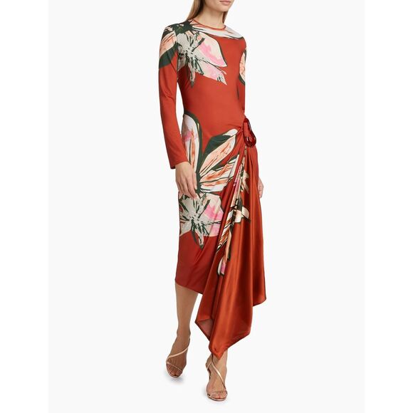 Silvia Tcherassi Floral Rust Midi Dress - Picture 1 of 11